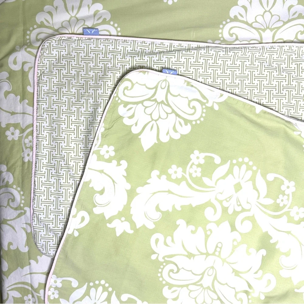 SERENA & LILY Green & White Twin Duvet Cover, Euro Sham & Standard Pillow Cover